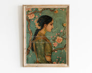 ભારતીય છોકરીના પોસ્ટર મુઘલ પ્રેરિત પરંપરાગત ભારતીય પાકિસ્તાની આર્ટ પ્રિન્ટ કેનવાસ પેઇન્ટિંગ વોલ આર્ટ પિક્ચર્સ હોમ રૂમ ડેકોર