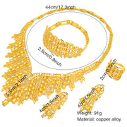XUHUANG Luxury Dubai Crystal Gold Color Necklace Sets For Women Wedding African Jewelry Set Indian Jewellery Anniversary Gifts