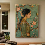 ભારતીય છોકરીના પોસ્ટર મુઘલ પ્રેરિત પરંપરાગત ભારતીય પાકિસ્તાની આર્ટ પ્રિન્ટ કેનવાસ પેઇન્ટિંગ વોલ આર્ટ પિક્ચર્સ હોમ રૂમ ડેકોર