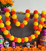 10-100PCS Marigold Garland for Diwali Wedding Decoration Artificial Marigold Flowers for Fiesta Day of The Dead Mexican Party