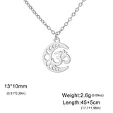 Vintage Goddess Crescent Phase Necklace Yoga OM Symbol Necklace Stainless Steel Love Palm Witch Knot Lotus π Symbol Jewelry