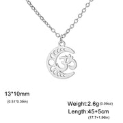 Vintage Goddess Crescent Phase Necklace Yoga OM Symbol Necklace Stainless Steel Love Palm Witch Knot Lotus π Symbol Jewelry