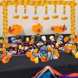 Long Strands Artificial Marigold Garland Pooja Diwali Fiesta Indian Décor Pooja Marigold Flowers Reusable 1.5m