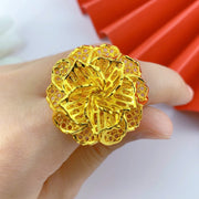 XUHUANG Dubai Gold Color Rings For Women Wedding Africa Bride Indian Fashion Hawaiian Jewelry Party Gifts New Style