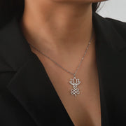 Skyrim Lotus Flower Yoga Om Unalome Pendant Necklace Stainless Steel Neck Chain for Women Buddhism Mandala Amulet Jewelry Gift