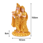 India Radha Krishna Figurine Statue 4x3x7.4inch Resin Sculpture Collection Craft for Home Office Tabletop Golden Elegant