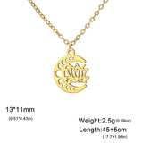 Vintage Goddess Crescent Phase Necklace Yoga OM Symbol Necklace Stainless Steel Love Palm Witch Knot Lotus π Symbol Jewelry