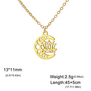 Vintage Goddess Crescent Phase Necklace Yoga OM Symbol Necklace Stainless Steel Love Palm Witch Knot Lotus π Symbol Jewelry