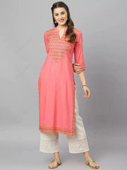 કુર્તા મહિલા ભારતીય રેયોન કુર્તી ટ્યુનિક ગોલ્ડ પ્રિન્ટ એથનિક ટોપ સ્પ્રિંગ સમર પાતળો લાંબો બ્લાઉઝ