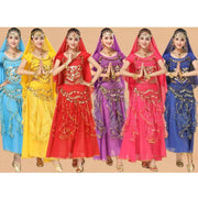 Bollywood Dress Adult Costume Women Oriental Sari Indian Arabic Dance Belly Clothing Performance Chiffon Skirt Set Clothes