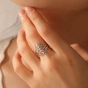 Skyrim Retro Lotus OM Symbol Open Ring Stainless Steel Women's Buddhist Adjustable Talisman Couple Anniversary Jewelry Gift