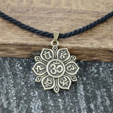 OHM OM AUM Yoga Lotus Flower Buddha Pendant Necklace For Women Religious Mandala Buddhism Jewelry