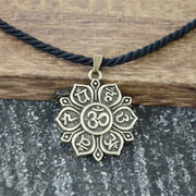 OHM OM AUM Yoga Lotus Flower Buddha Pendant Necklace For Women Religious Mandala Buddhism Jewelry