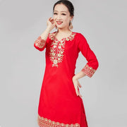 ભારતીય કપડાં મહિલા શુદ્ધ સુતરાઉ ભરતકામવાળી બાજુ છુપાવેલ લાંબી બાંયનો શર્ટ પાકિસ્તાન