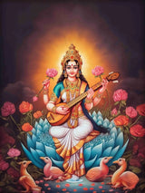 ભારતીય હિન્દુ દેવતાઓ ભગવાન શિવ યોગ દૈવી દેવી સરસ્વતી ધ્યાન આરટી પોસ્ટર કેનવાસ પેઇન્ટિંગ અને પ્રિન્ટ ચિત્ર ઘર સજાવટ