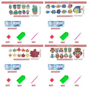 10 DIY diamond painting sets: Cactus/fish/Maple leaf/Indian/Pattern, non-slip wooden coasters, living room, kitchen