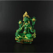 1 pc Resin painted green Tara Bodhisattva Buddha Statue Sculpture Crafts Feng Shui Accessories sacrifice pray for auspiciousness