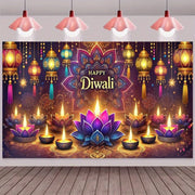 1pc 2D Flat Diwali Celebration Banner - Vibrant Festival of Lights Polyester Background, No Power Required——sym
