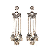 Retro Bollywood Oxidized Women Jhumka Indian Earrings Femmes 2020 Ethnic Gold Silver Color Afghan Bell Long Tassel Drop Earrings