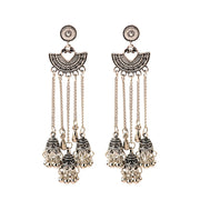 Retro Bollywood Oxidized Women Jhumka Indian Earrings Femmes 2020 Ethnic Gold Silver Color Afghan Bell Long Tassel Drop Earrings