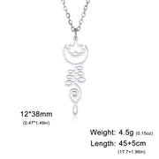 Skyrim Lotus Flower Yoga Om Unalome Pendant Necklace Stainless Steel Neck Chain for Women Buddhism Mandala Amulet Jewelry Gift