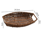 Creative Fruit Plate Imitation Rattan Woven Retro Living Room Snack Storage and Placement Square Afternoon Tea Heart Plate