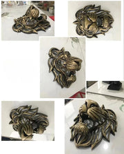 Wall Hanging Lion Head Art Sculpture Cool Gold Lion King Resin Sculpture Entryway Bedroom Home Wall Hangings Luxury Wall Decor