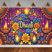ભારતીય પરંપરાગત હેપ્પી દિવાળી બેકડ્રોપ્સ ફેસ્ટિવલ ઓફ લાઇટ્સ પાર્ટી મ્યુરલ હિન્દુ મીણબત્તી બેકગ્રાઉન્ડ પ્રોપ રૂમ ડેકોર કસ્ટમ સપ્લાય