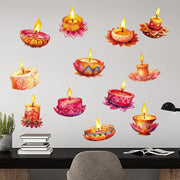 12 Pcs Diwali Festival Sticker Lotus Tealight Candle Holder Sticker Artificial Lotus Flower Labels Traditional Party Supplies