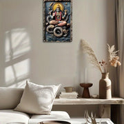 Vishnu & Sea Serpent Square Aluminum Sign, Classic Indian Mythology Wall Art for Home, Restaurant Decor, Decorative Wall Poster