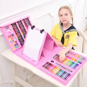 208 - Piece Pink Kids' Art Set with Easel - Includes Drawing Book & Sketch Copy, Ideal for Young Artists