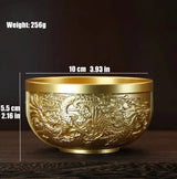 કોતરણી કાંસ્ય તાંબાના પીવાના બાઉલ શુભ તિબેટીયન પવિત્ર પાણી દૂધ ચા કપ ગોલ્ડન બૌદ્ધ 10 સેમી બાઉલ હોમ્સ ગિફ્ટ ડેકોરેટિવ