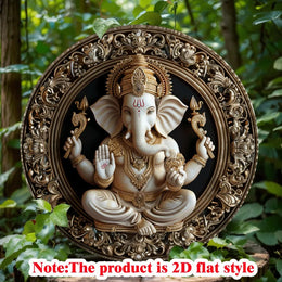 ઘર, ઓફિસ, બાર, કાફે, સુશોભન પોસ્ટર માટે વિન્ટેજ ઇન્ડિયન એલિફન્ટ ગોડ એલ્યુમિનિયમ સાઇન, ટકાઉ મેટલ વોલ આર્ટ