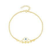 Aide 925 Sterling Silver Enamel Eye With Sequin Double Chain Anklets For Women K Gold Pendant Bohemian Jewelry Beach Party Gift