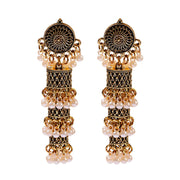 Retro Bollywood Oxidized Women Jhumka Indian Earrings Femmes 2020 Ethnic Gold Silver Color Afghan Bell Long Tassel Drop Earrings