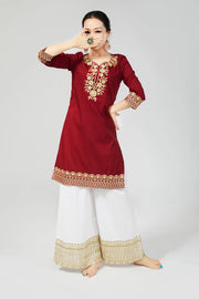 Indian Women's Pure Cotton Long Sleeved Top Embroidery Craft Pakistan Traditional Top Wear Sleeved Ethnic Clothing