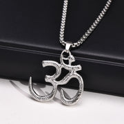Stainless Steel Yoga Om Necklaces for Men,Punk Solid Metal Aum Pendant Collar Gifts,Male Jeweklry Gifts