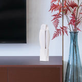 Resin Owl Statue Abstract Art Shelf Decoration Owl Figurine Owl Sculpture Handicraft for Mantel, Bookshelves, Cafe White