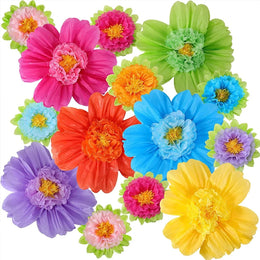 12Pcs Large Color Tissue Flower 20inch (about 50.8cm) Giant Carnival Paper Flower Wall Background Mexican Pom for Carnival Crafts Birthday Party Decoration