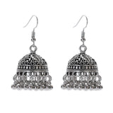 Ethnic Retro Geometric Turkish Jhumka Earrings For Women Indian Jewelry Flower Gold Color Bell Tassel Dangling Earrings