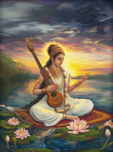 Indian Hindu Gods Lord Shiva Yoga Divine Goddess Saraswati Meditation Rt Poster Canvas Painting Wall Prints Picture Home Decor
