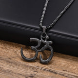 Stainless Steel Yoga Om Necklaces for Men,Punk Solid Metal Aum Pendant Collar Gifts,Male Jeweklry Gifts