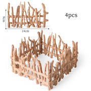 Oenux Simulation Farm Fence Scene Toy Trees House Farmer Unicorn Animals Model Miniature Craft Home Decoration Cute Kids Gift