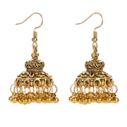 Ethnic Retro Geometric Turkish Jhumka Earrings For Women Indian Jewelry Flower Gold Color Bell Tassel Dangling Earrings