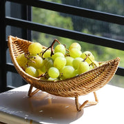 Creative Fruit Plate Imitation Rattan Woven Retro Living Room Snack Storage and Placement Square Afternoon Tea Heart Plate