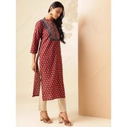 વસંત ઉનાળામાં મહિલાઓ માટે એથનિક મરૂન ફ્લોરલ પ્રિન્ટ કુર્તા ઇન્ડિયન ટ્યુનિક ટોપ લોંગ કુર્તી ડ્રેસ બોહો ચિક થિન ડેઇલી વેર