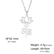 Skyrim Lotus Flower Yoga Om Unalome Pendant Necklace Stainless Steel Neck Chain for Women Buddhism Mandala Amulet Jewelry Gift