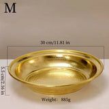 Buddhist Fruit Plate,Engraving Copper Hammer Altars Saucer,Brass Auspicious Tibetan Offering Buddha Plate,Buddhism Items,43cm