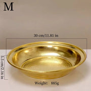 Buddhist Fruit Plate,Engraving Copper Hammer Altars Saucer,Brass Auspicious Tibetan Offering Buddha Plate,Buddhism Items,43cm