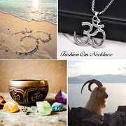 Stainless Steel Yoga Om Necklaces for Men,Punk Solid Metal Aum Pendant Collar Gifts,Male Jeweklry Gifts